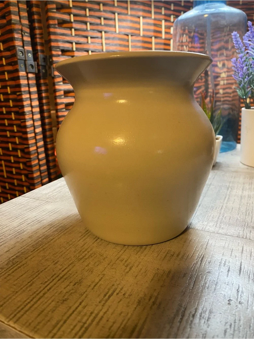 Vintage Casey Pottery Hand Painted Daisy Stoneware Vase Crock Marshall Texas 6”